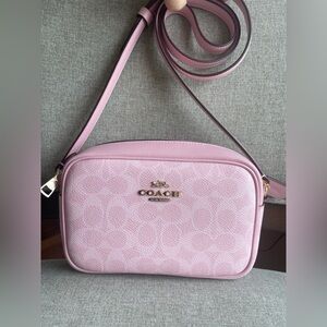 NWT!COACH Mini Jamie Camera Bag In Signature(CY752)POWDER PINK gift receipt